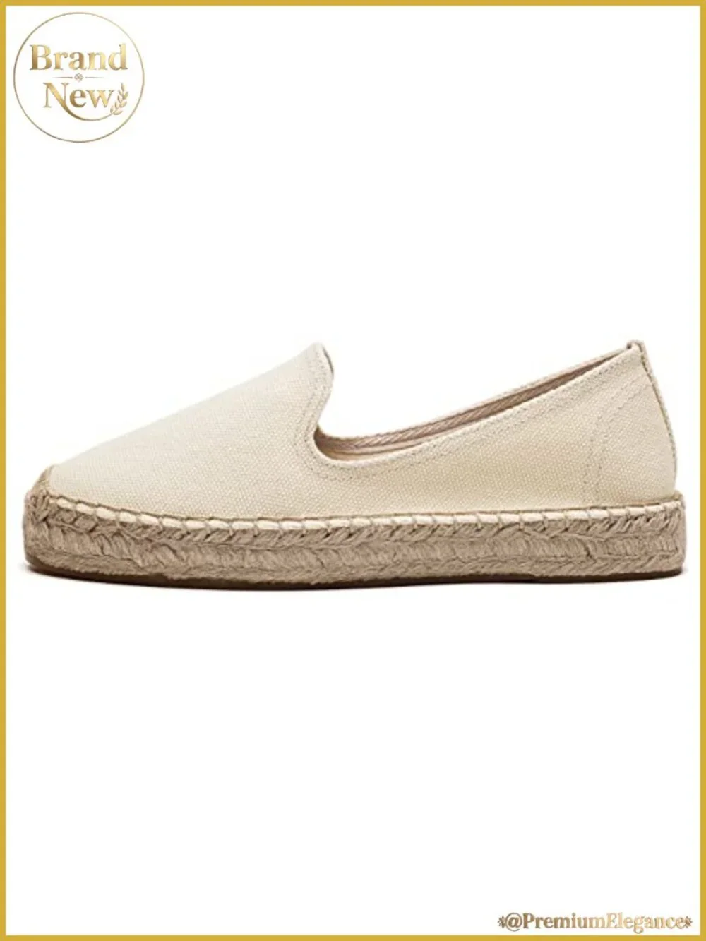 Women's Canvas Espadrille Platform Loafers Cap-Toe Slip-On Flats